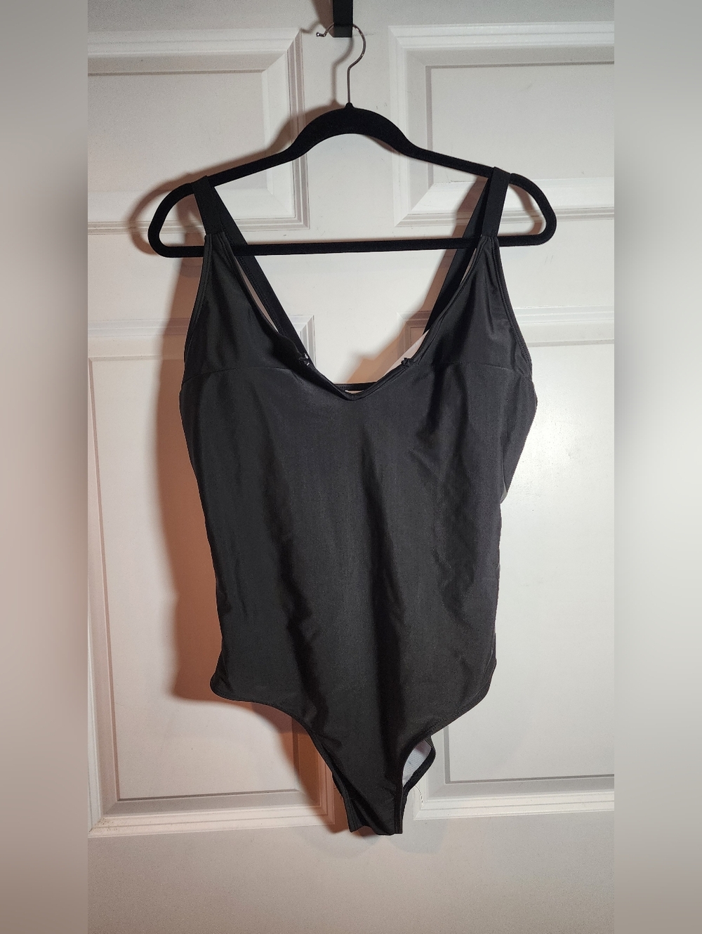 Shein Classic Black One-Piece Swimsuit V Cut 2XL
